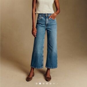 Sezane Light Blue Flare Jeans. ‘Le crop’